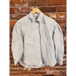 We The Free oversized blue white striped acid washed button down. Size XS